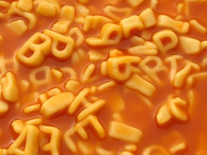 Alphabet pasta in tomato sauce